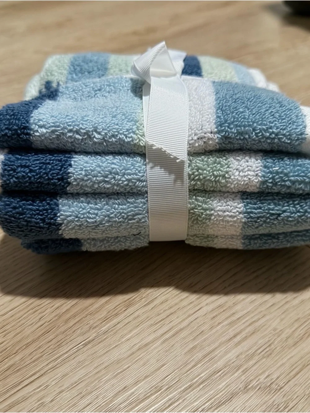 Striped Blue & Green Bath Wash Clothes